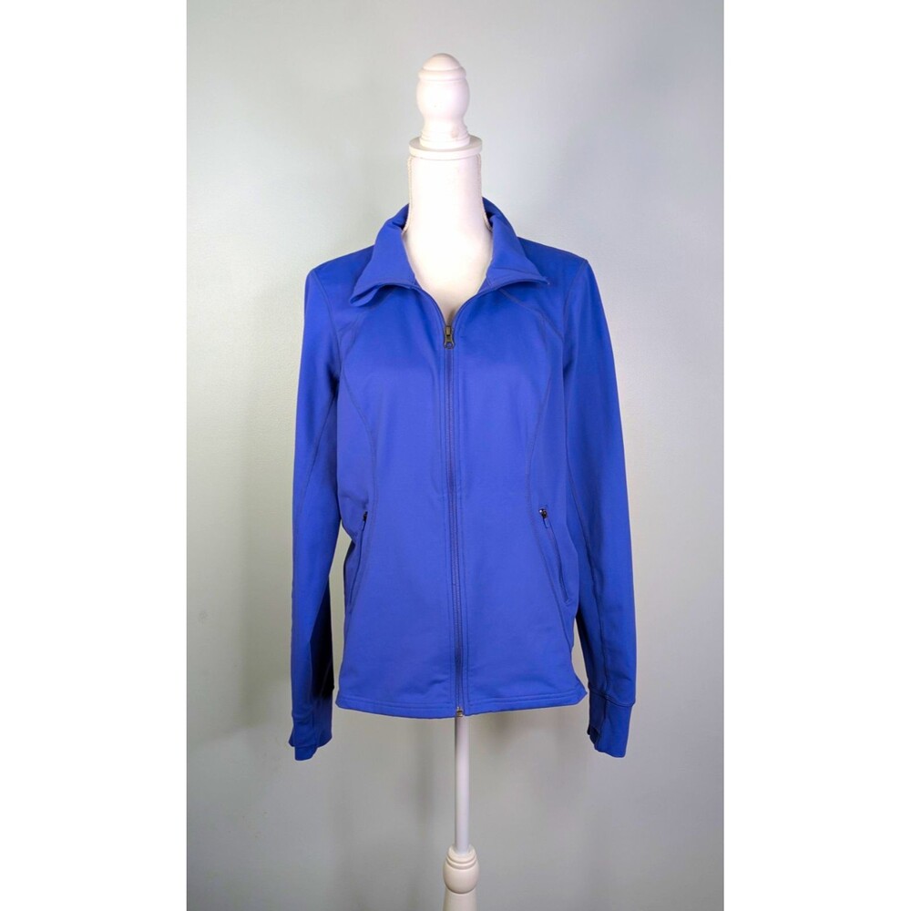 Zella Womens Plus 1X Purple Full Zip Activewear Track Jacket Zipped Pockets